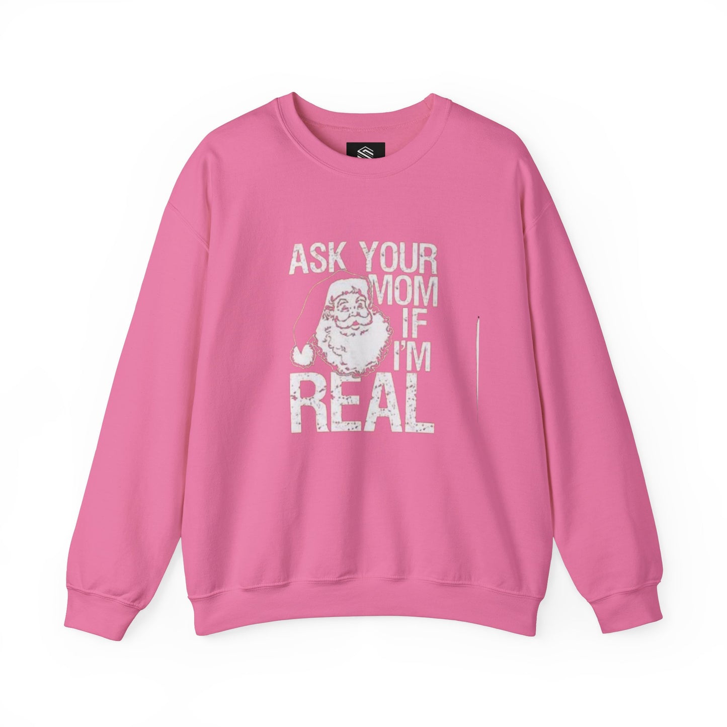 Ask your mom if im real Unisex Crewneck Sweatshirt - 'Most Likely to Call Santa Bruh' Christmas Design