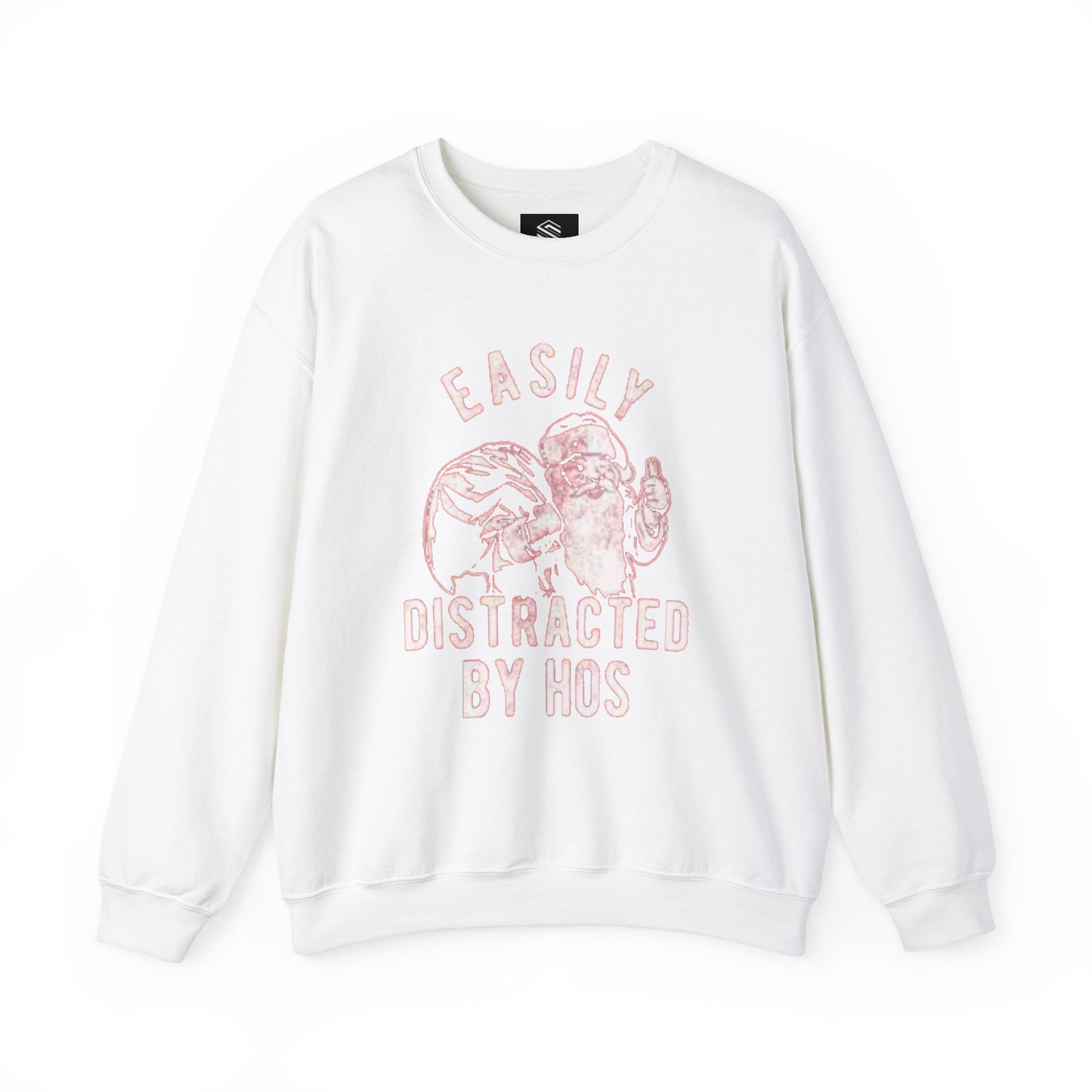 Easily distracted by hos Unisex Crewneck Sweatshirt - 'Most Likely to Call Santa Bruh' Christmas Design