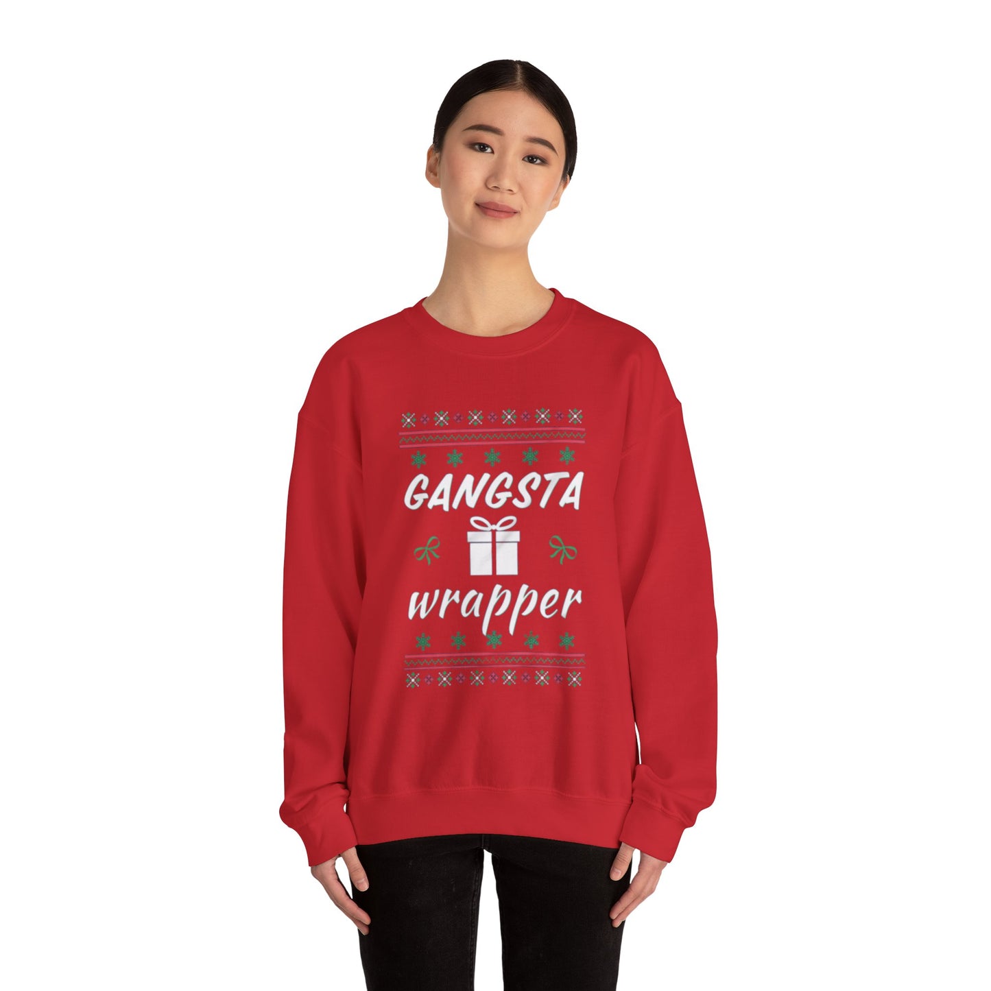 Gangsta wrapper Unisex Crewneck Sweatshirt - 'Most Likely to Call Santa Bruh' Christmas Design