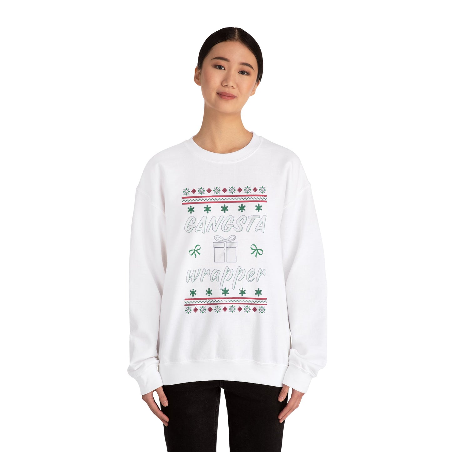 Gangsta wrapper Unisex Crewneck Sweatshirt - 'Most Likely to Call Santa Bruh' Christmas Design