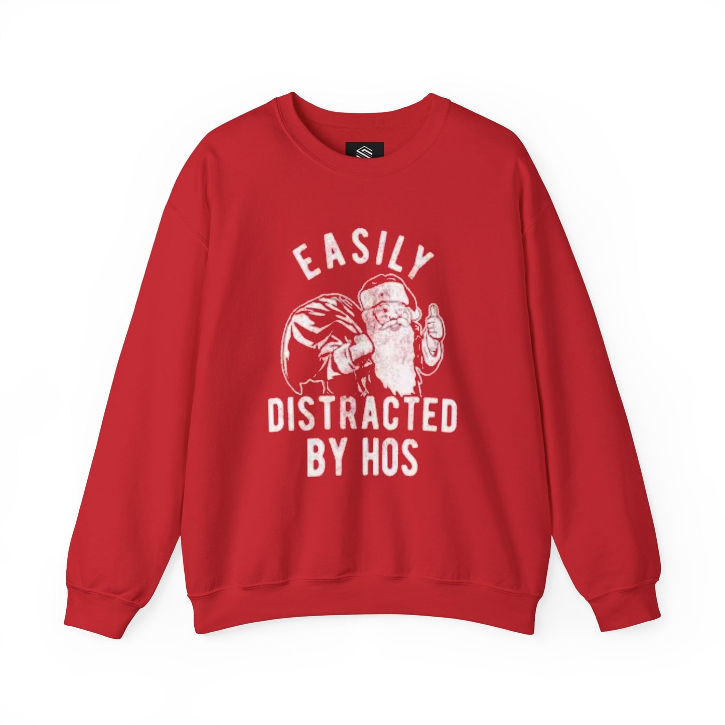 Easily distracted by hos Unisex Crewneck Sweatshirt - 'Most Likely to Call Santa Bruh' Christmas Design