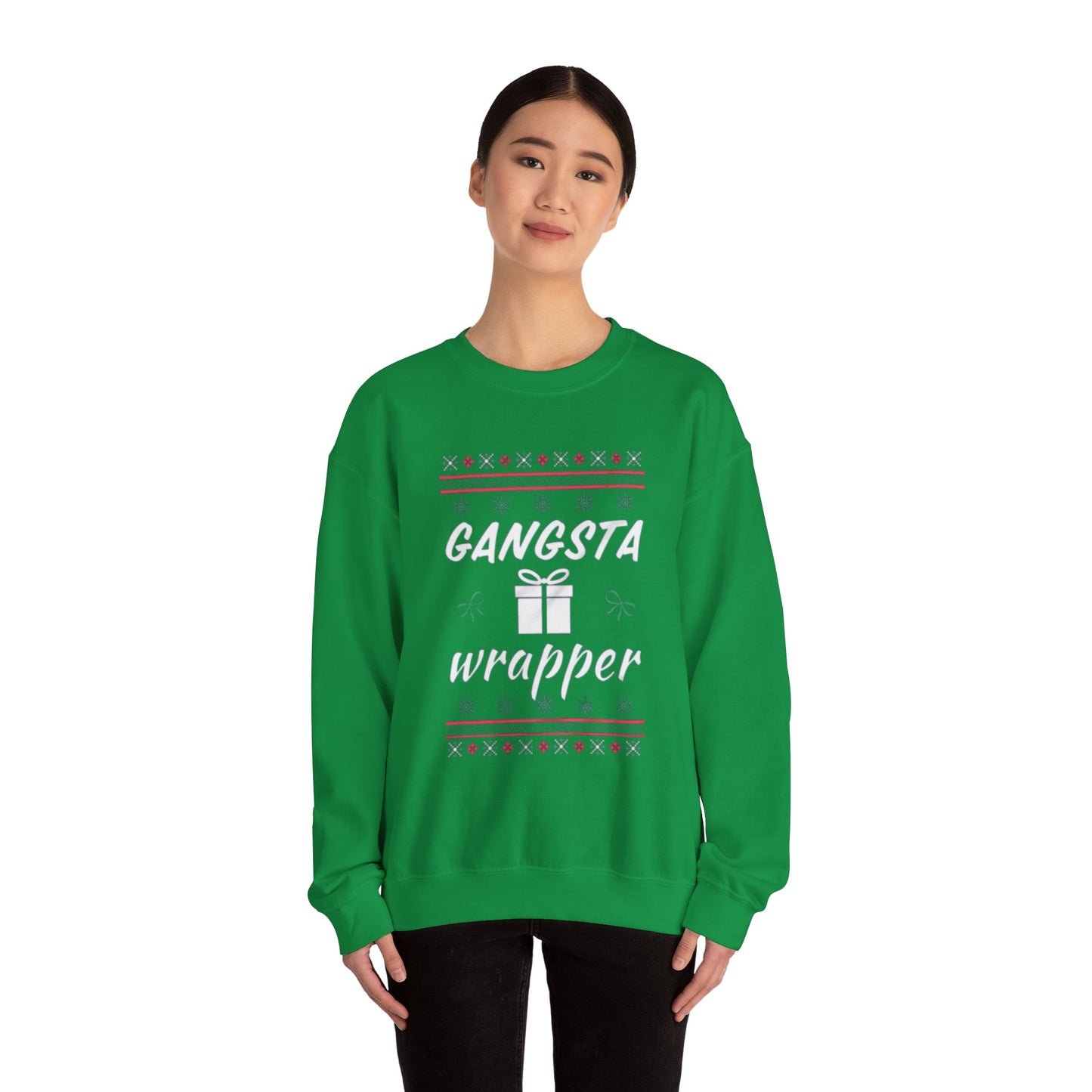 Gangsta wrapper Unisex Crewneck Sweatshirt - 'Most Likely to Call Santa Bruh' Christmas Design