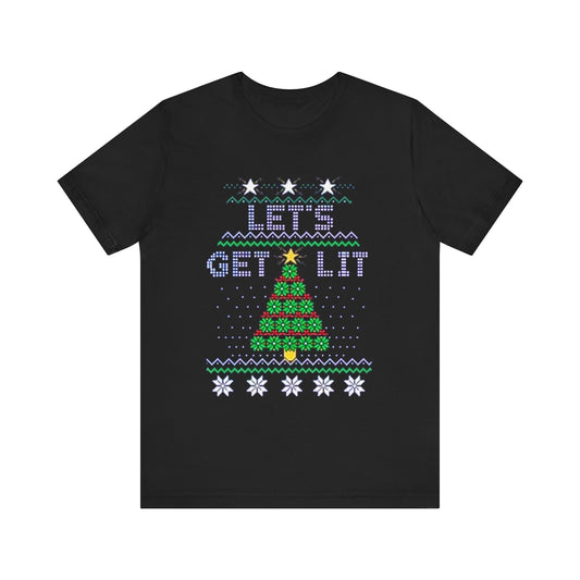 Lets Get Lit Funny Christmas Holiday Shirt