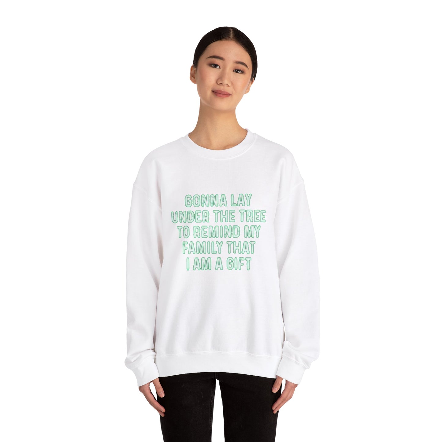 Lay under the tree Unisex Crewneck Sweatshirt - 'Most Likely to Call Santa Bruh' Christmas Design