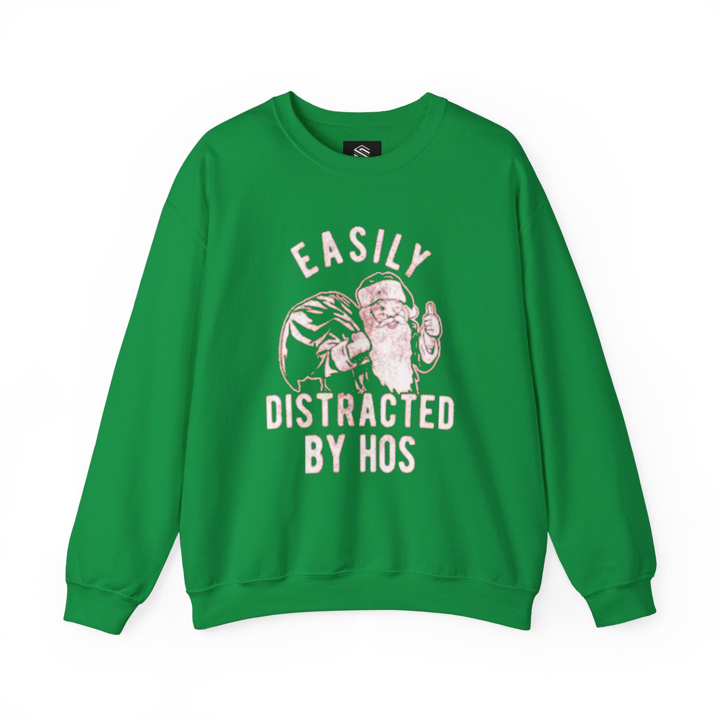 Easily distracted by hos Unisex Crewneck Sweatshirt - 'Most Likely to Call Santa Bruh' Christmas Design