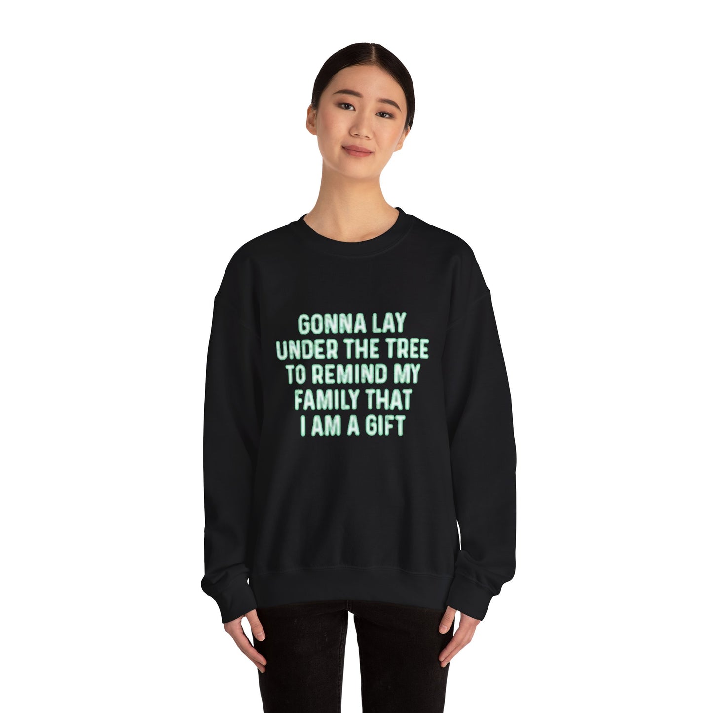 Lay under the tree Unisex Crewneck Sweatshirt - 'Most Likely to Call Santa Bruh' Christmas Design