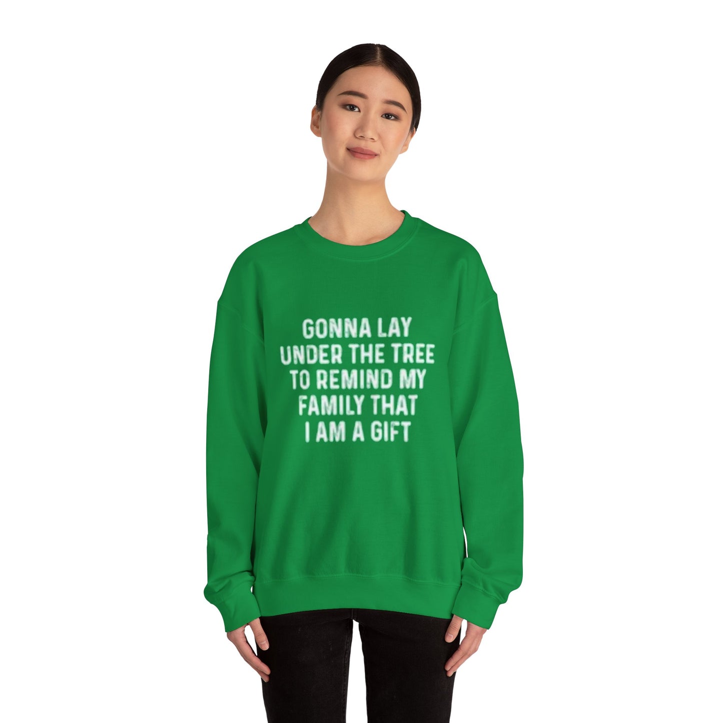 Lay under the tree Unisex Crewneck Sweatshirt - 'Most Likely to Call Santa Bruh' Christmas Design