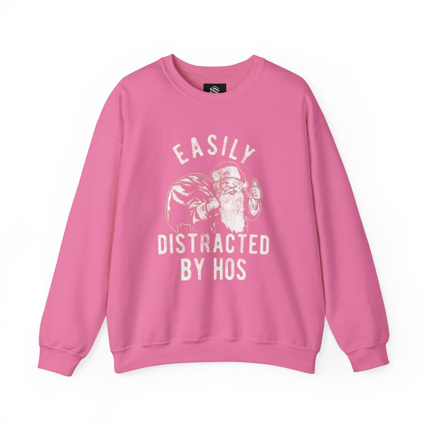 Easily distracted by hos Unisex Crewneck Sweatshirt - 'Most Likely to Call Santa Bruh' Christmas Design