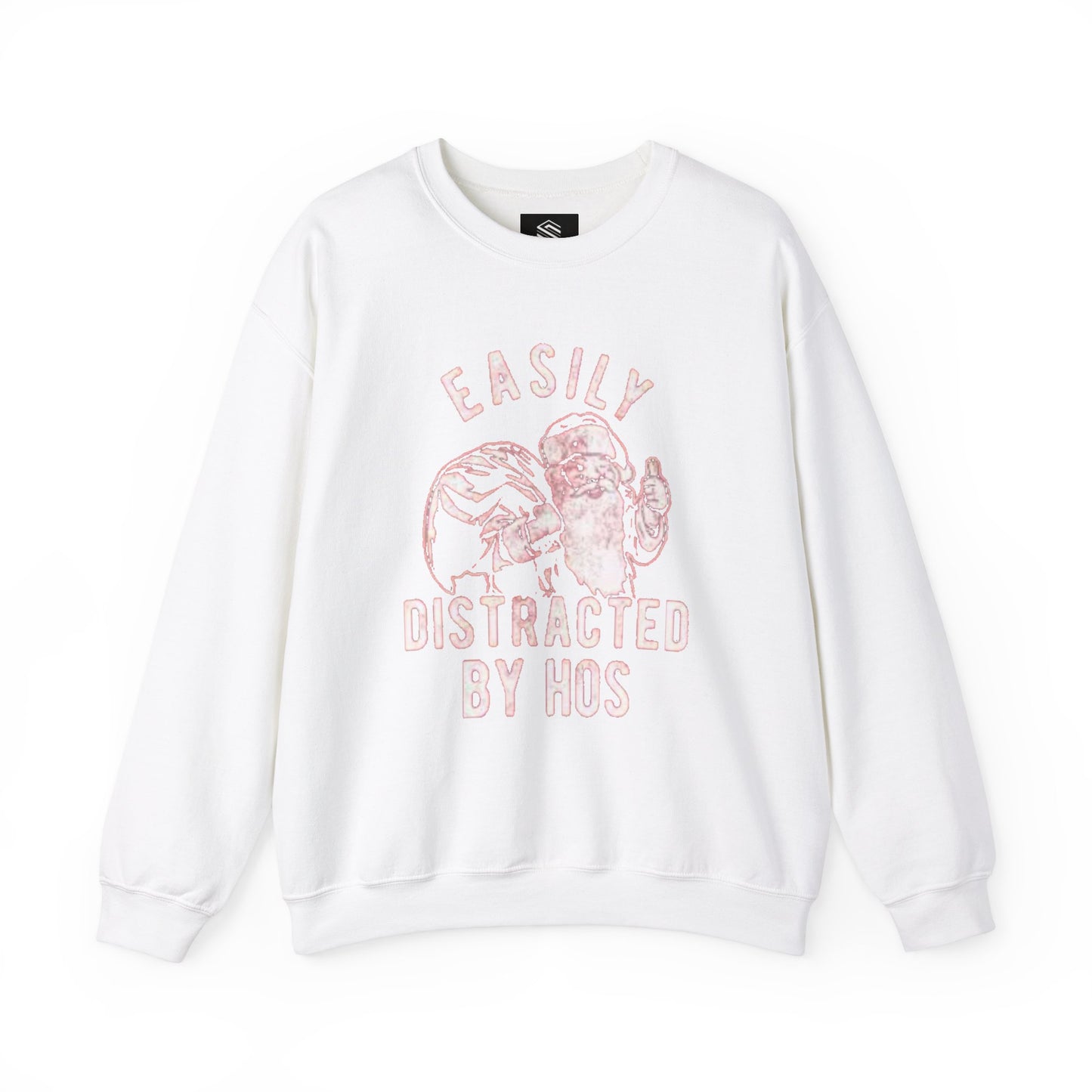 Easily distracted by hos Unisex Crewneck Sweatshirt - 'Most Likely to Call Santa Bruh' Christmas Design